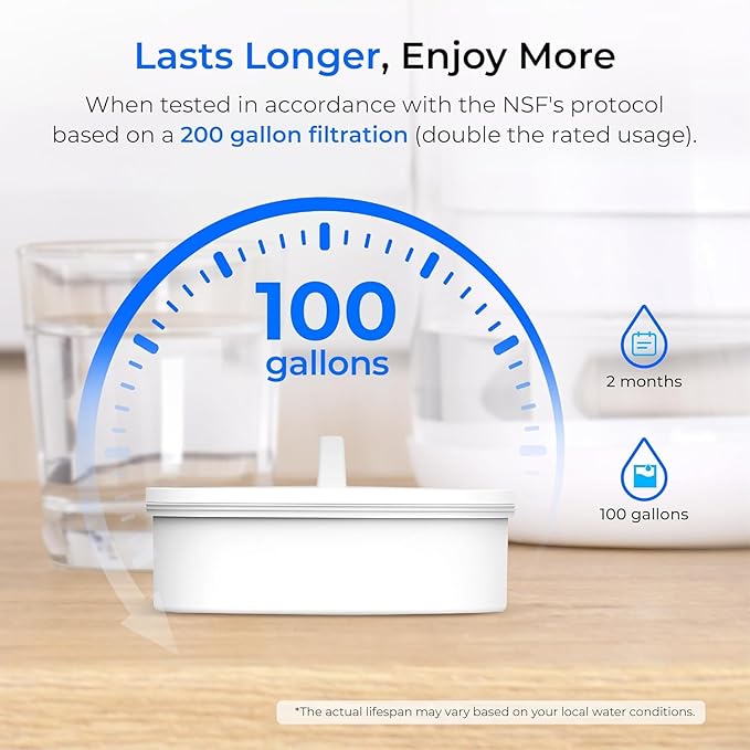 Waterdrop Glass Water Filter Pitcher with 1 Filter, Eco-Friendly, with NSF 53&42&372 Certified Filter, & Waterdrop 200-Gallon Long-Life 40-Cup Large Water Filter Dispenser with 1 Filter