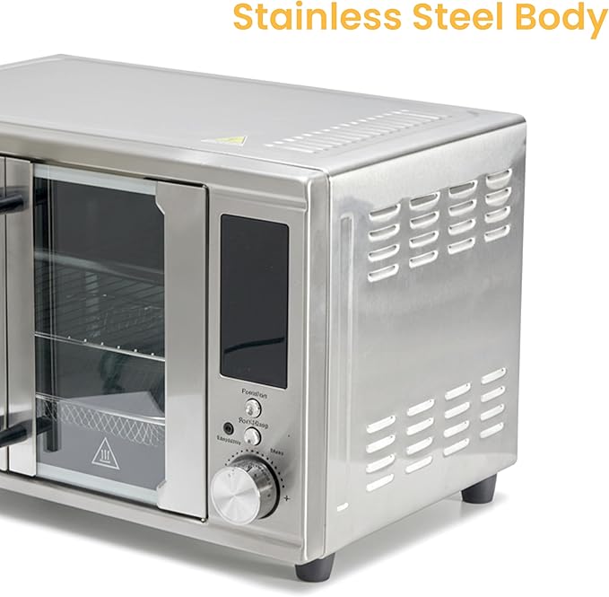 Simple Deluxe 29.6QT Dual Door Air Fryer Toaster Oven Combo with Smart Probe, 12-in-1 Smart Air Fryer Oven, 450°F, Stainless Steel