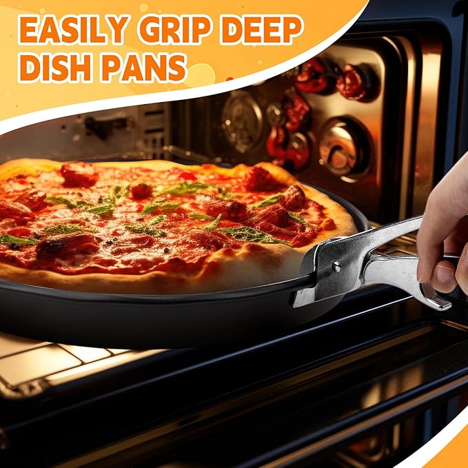 Reallnaive 3 Pcs Round 12 Inch Deep Pizza Pan Baking Tray Include 1 Non-stick Cake Mold, 1 Square Shovel, 1 Tray Clip, Pizza Dish Baking Sheet for Oven