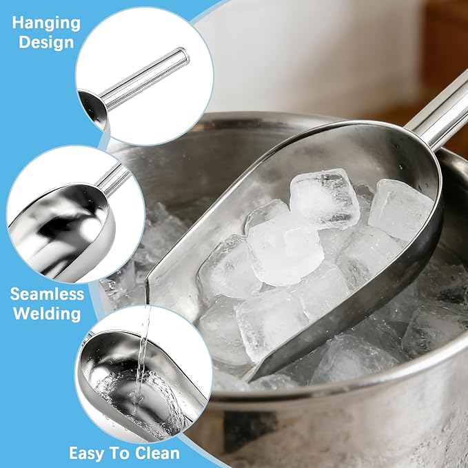 12 Pcs Premium Ice Scoop for Freezer, Multipurpose Metal Ice Scoop for Ice Machine - Stainless Steel Small Ice Scooper for Ice Bucket - Kitchen Gadgets Cookie Flour Pet Dog Food Scoop