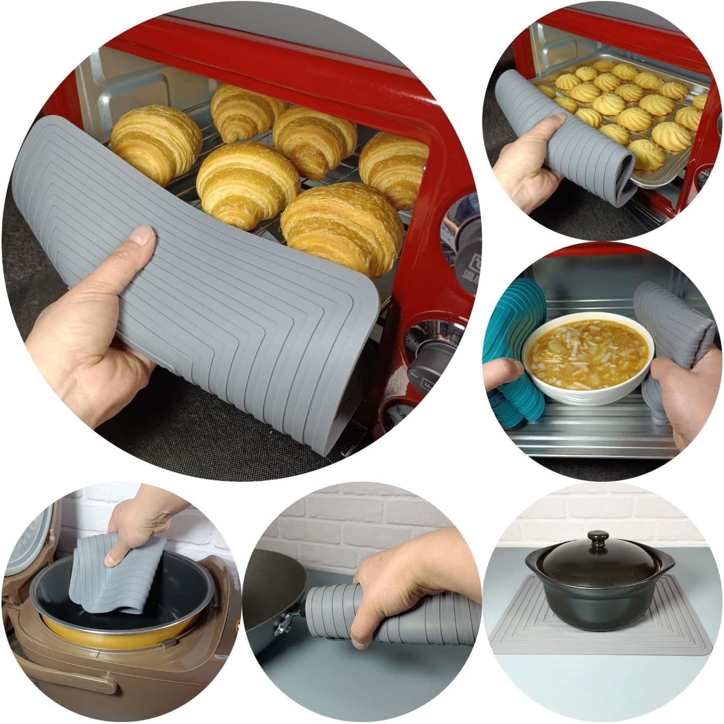 Silicone Trivets Mats Set, Trivets for Hot Dishes, Pots and Pans, 9 x 12 Inches Blue Silicone Hot Pads for Kitchen, Multi-Purpose Heat Resistant Pot Holder Mat Set 2
