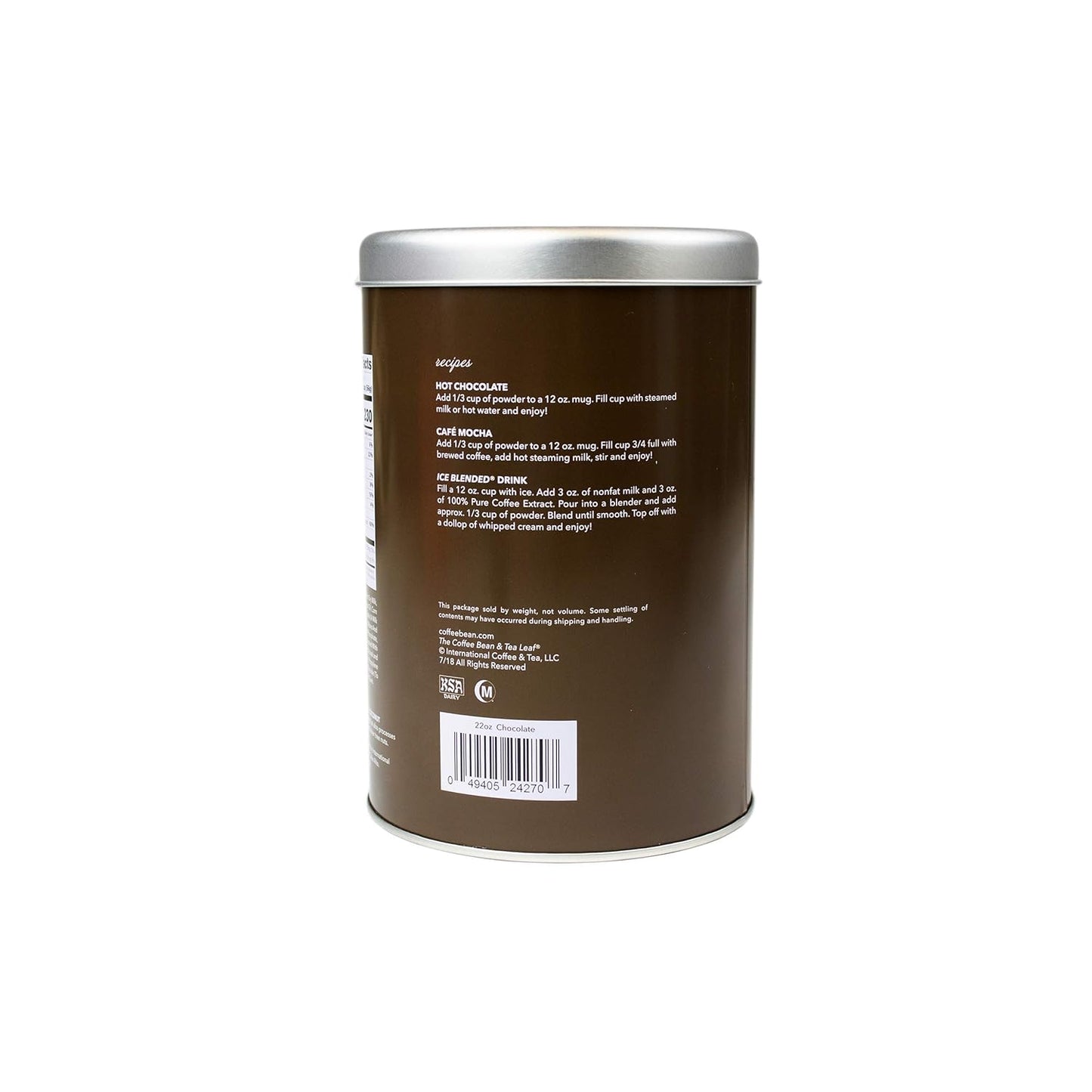 The Coffee Bean & Tea Leaf, Dutch Chocolate Creamer for Coffee, Lattes, and Drinks Powdered Creamer, 22oz. Tin