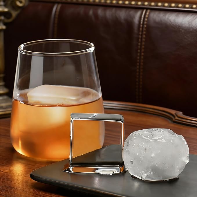 Clear Ice Cube Maker Silicone - Crystal Clear 2 Inch Ice Cube Tray,10 Large Ice Cubes Mold for Whiskey and Cocktail
