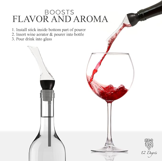 Wine Chiller Set - Perfect Wine Gifts for Women & Men - Stainless Steel Insulated Wine Cooler with Wine Pump, Aerator & 4 Stoppers (White Matte)