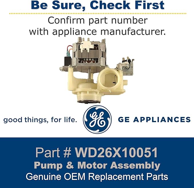 GE WD26X10051 Genuine OEM Pump and Motor Assembly for GE Dishwasher