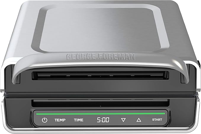 George Foreman Smokeless - Digital Smart Select, Family Size (4-6 Servings), Stainless Steel, GRD6090B