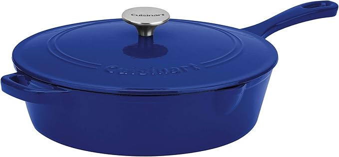 Cuisinart 12-Inch Cast Iron Chicken Fryer with Lid, 4.5 Quart Capacity, Porcelain Enameled Interior, Oven Safe, Induction Compatible, Colbat