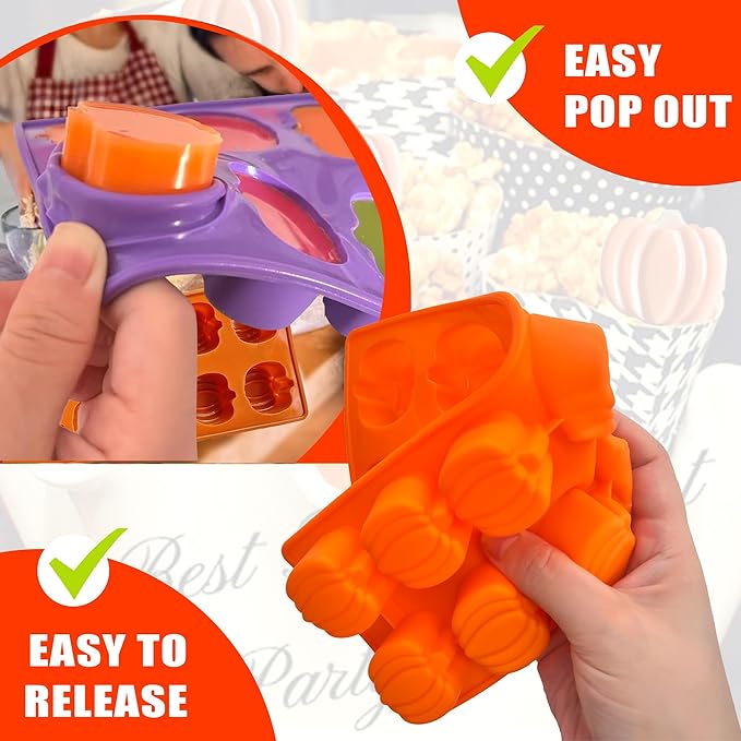 Halloween Pumpkin Chocolate Mold 3 PCS Silicone Chocolate Mold 12 Cavity Autumn Halloween Candy Mold for Baking Chocolate Candy Cake and Cookies