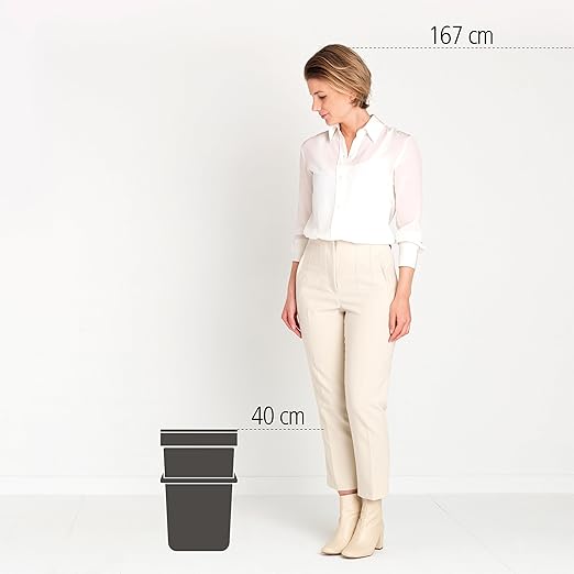 Brabantia Sort & Go Kitchen Recycling Bin | M / 6.6 Gal / 25L | Dark Gray | Removable Stay-Open Lid, Carry Handle | Trash Can for Bottles, Cans, Paper, Glass | Wall-Mounting Bracket Sold Separately