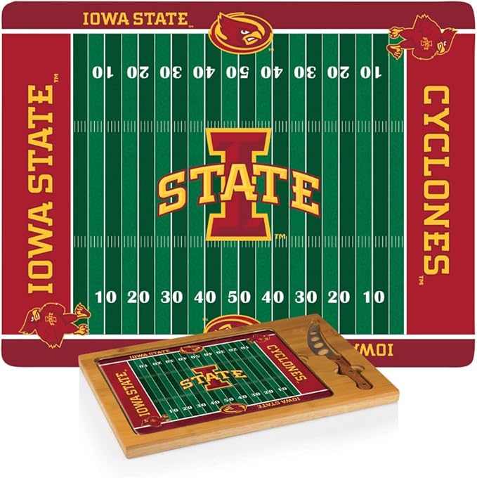 PICNIC TIME NCAA Icon Glass Top Cutting Board & Knife Set, Cheese Boards Charcuterie Boards, Serving Platter, (Parawood & Bamboo)