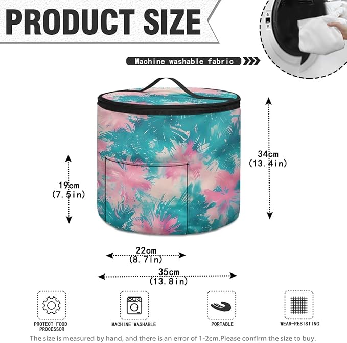 Electric Pressure Cooker Insulation Bag Effective Insulation Electric Cooker Storage Handbag for Housewarming, Green Pink Tie Dye