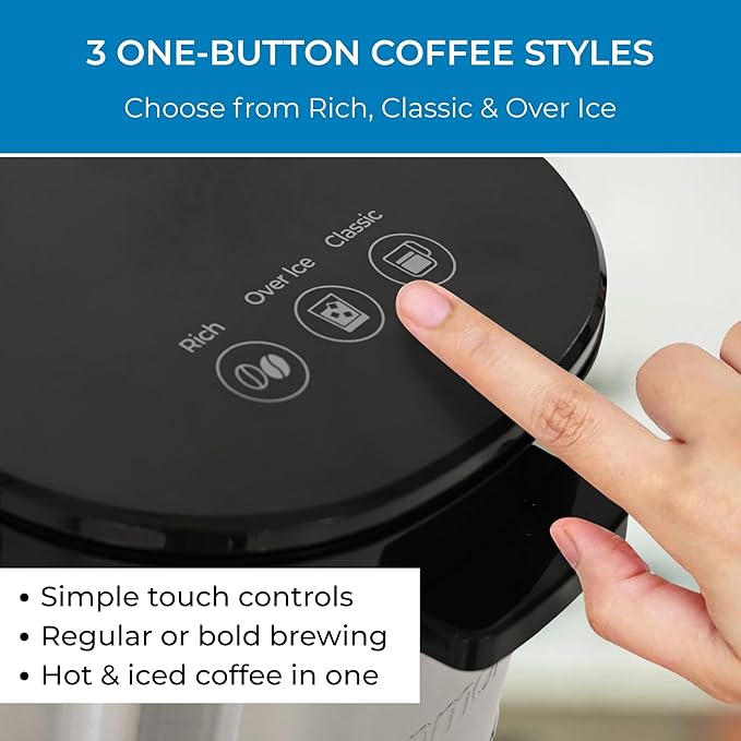 Kenmore Single Serve Coffee Maker – Compatible with Keurig K‑Cup Pods & Ground Coffee, One Cup Brewer, 6–12 Oz Brew Sizes, Travel Mug Friendly, Auto Shut‑Off, Hot & Iced Maquina de cafe, Black
