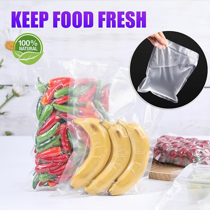 CAREGY Food Vacuum Sealer Rolls Bags 12 Pack 6 Rolls 8'' x 20' and 6 Rolls 11''x 20' Commercial Grade BPA Free Bag Rolls Embossed Food Saver Bags for Meal Prep,Sous Vide Cooking and Food Storage