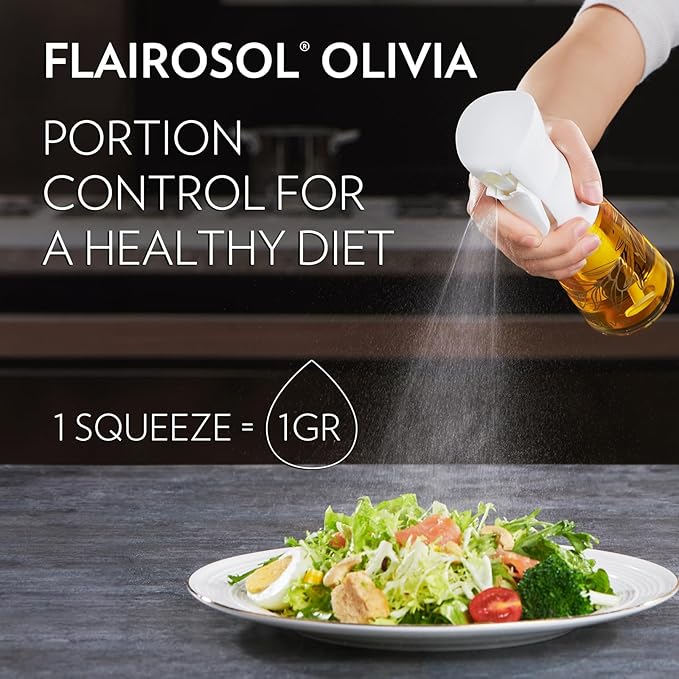 FLAIROSOL OLIVIA 130ml and 200ml Glass Oil Sprayer for Cooking, Continuous Spray with Portion Control