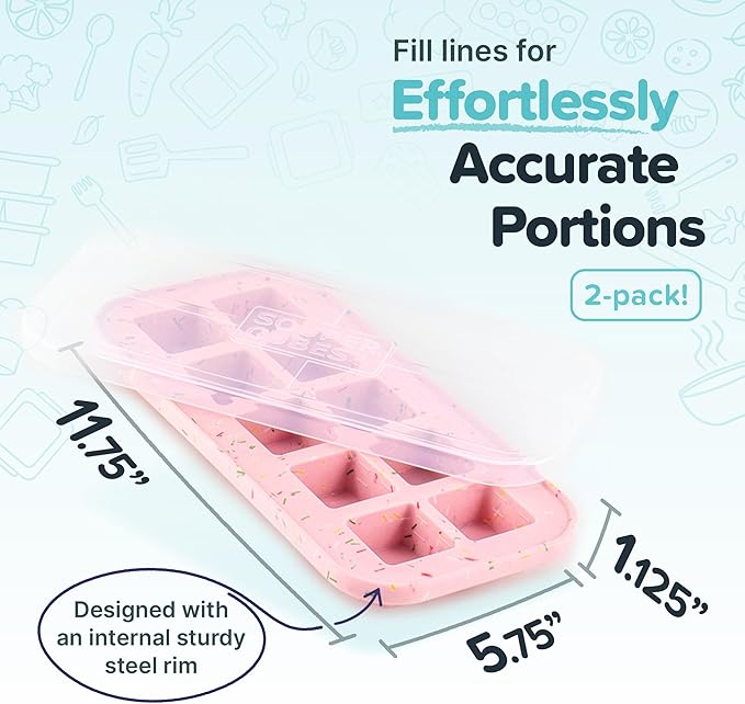 Souper Cubes 2 Tbsp. Silicone Freezer Molds - Perfect for Storing Garlic, Herbs, Ginger, Pesto, Tomato Paste, Lemon Juice, Purees and More - Cotton Candy – 2-Pack