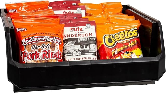 Plastic Containers for Organizing and Storage Bins for Closet, Kitchen, Office, Garage or Pantry Organization, Stackable Bins, Extra Large (14.8" x 16.5" x 7"), 4-Pack, Black