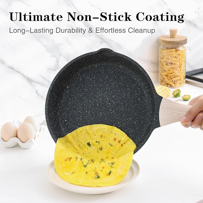 Kordisen Nonstick Frying Pan Set with Lids, 3 Piece Skillet Set, Healthy Induction Cookware Cooking Pan, Stay-Cool Handle, Compatible with All Stovetops, PFOA Free (9.5, 11, 12.5 Inch)