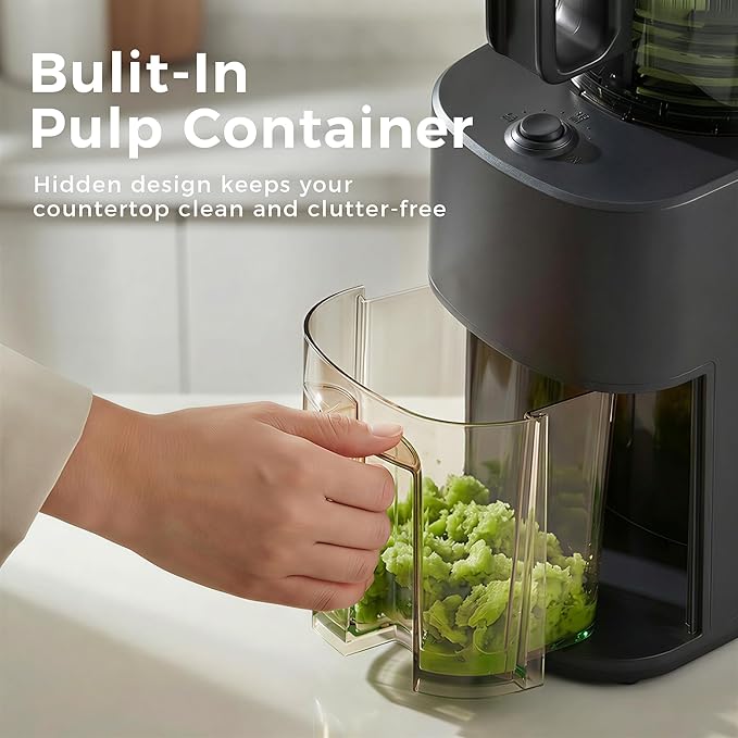 Cold Press Juicer, 5.5inch Wide Feed Chute Slow Juicer Machine, Masticating Juicer for Whole Vegetables & Fruits, Black