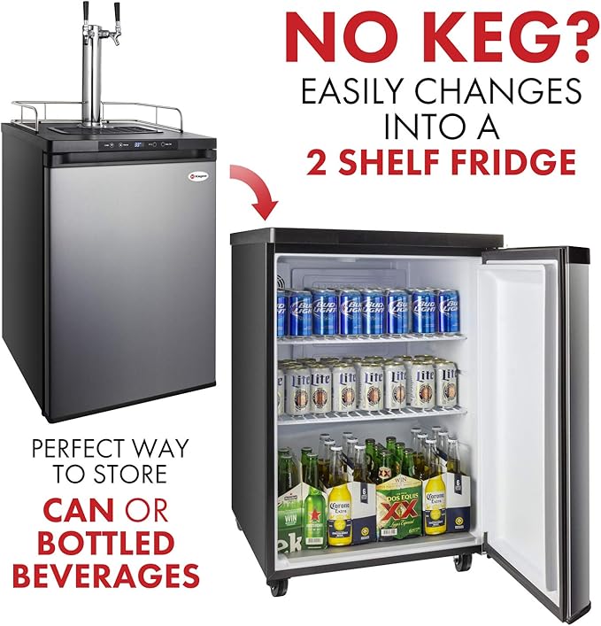 Kegco HBK309S-2 Home Brew Keg Dispenser, Stainless Steel, 2 Tap