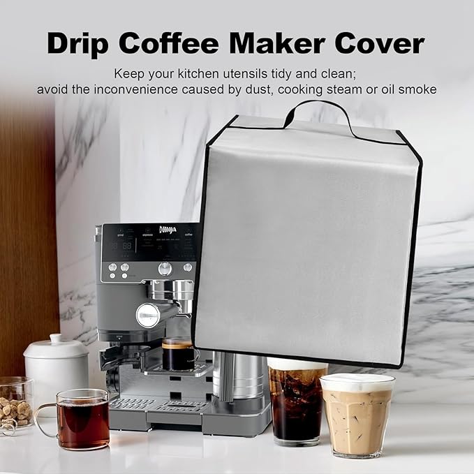 Espresso Machine Dust Cover for Ninja Luxe Café Pro Series ES701/ES601CY/ES601GM Drip Coffee Maker, Luxe Café Machine Lid,Heavy Duty Waterproof Antistatic Nylon Covers Case (Silver)