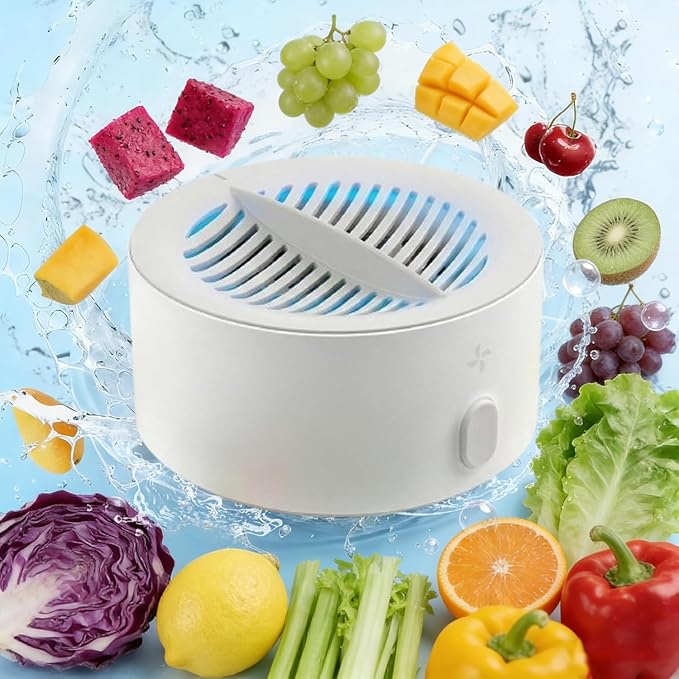 Fruit and Veggie Cleaner, Produce Cleaner, Fruit and Vegetable Washing Machine, Oh-Ion Portable Food Device for Surface Residues, Ipx7 Waterproof for Berries & Meat (1Pc)