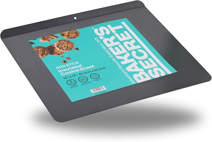Baker's Secret 2pcs Insulated Cookie Sheet Cookie Tray 16" x 14", Carbon Steel Insulated Double Wall, for Baking Roasting Cooking, Dishwasher Safe Home Baking Supplies PFOA, PFOS, PTFE free