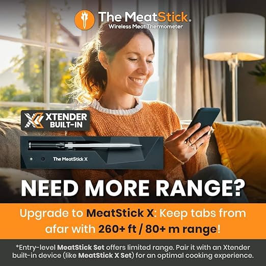 MeatStick Wireless Meat Thermometer for Grilling, Smoking, BBQ, Air Fryer, Deep Frying, Oven, Sous Vide