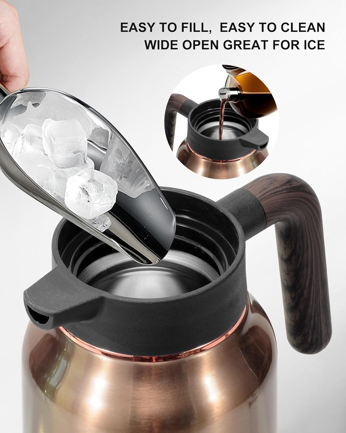 Carafes for Hot Liquids 51 oz - 12 Hour Stainless Steel Thermal Coffee Carafe-Insulated Coffee Carafes For Keeping Hot/Cold Coffee, Tea, Water, 1.5 Liter Beverage Dispenser(2 Gold)