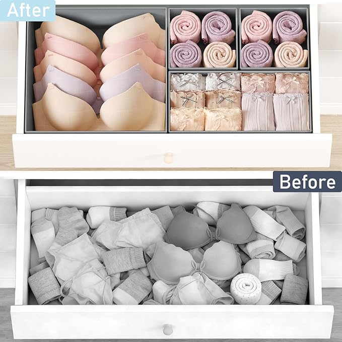 DIMJ Drawer Organizer Clothes - 20 Pack Closet Drawer Organizer Bins for Baby Clothes Storage, Fabric Dresser Organizer for Nursery Bedroom, Foldable Small Drawer Dividers for Underwear Socks