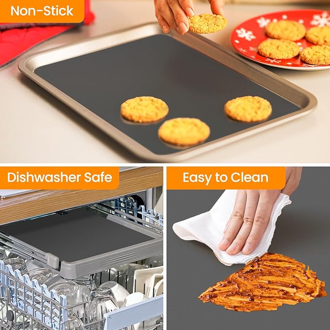 Best German Silicone Baking Mat Roll - Cut to Size + 3Pack Large Heavy Duty Oven Protector Mat