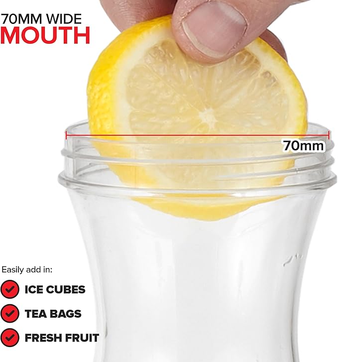 50oz Plastic Juice Carafe with Black Lids (2 Pack) 50 oz Carafes for Mimosa Bar, Drink Pitcher with Lid, Milk Container, Clear Beverage Containers for Fridge, Pantry Storage, Square Pitchers