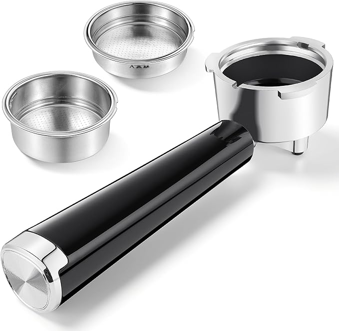 51mm Portafilter Set for CASABREWS CM5418, 5418 PRO, 3700 Essential/3700Pro and Gevi Espresso Machines, 3 Ears Portafilter with 2 Stainless Steel Filter Baskets (1-Cup Filter and 2-Cups Filter)