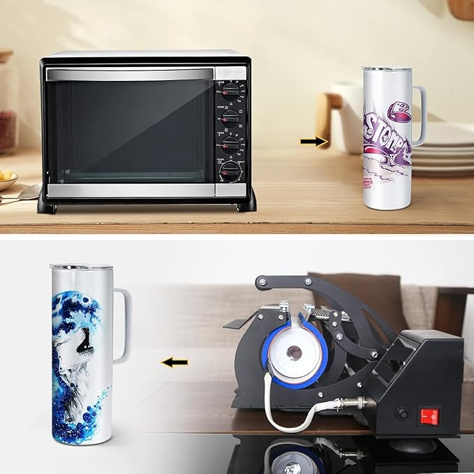 AGH 20OZ Sublimation Straight Skinny Tumbler with Handle, 6Pack Stainless Steel Coffee Mugs with Lids and Straws, Double wall Insulated Tumbler for Coffee,Tea,Beer and Juice.