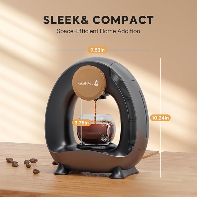Single Serve Coffee Maker For K Cup Pod and Coffee Grounds /Tea, Fast Brew in 2 minutes, 2 IN 1 One Button Coffee Machine 4-8 Oz Brew Sizes, Stylish＆Compact For Home, Office, RV and Dorm, Black