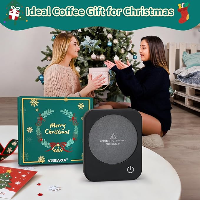 VOBAGA Coffee Mug Warmer for Desk with Auto Shut Off & 3-Temp Settings, Coffee Cup Warmer with Smart Safety Alert Home Office Accessory, Perfect for Coffee, Tea, Milk