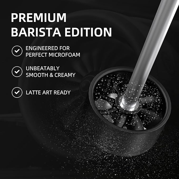 Bincoo Performance Milk Foamer - Dual Speed, Waterproof, Stainless Steel, Ultra Fast Handheld Drink Mixer - Create Barista Microfoam in 40 Seconds for Latte, Cappuccino & Coffee at Home (Pink)