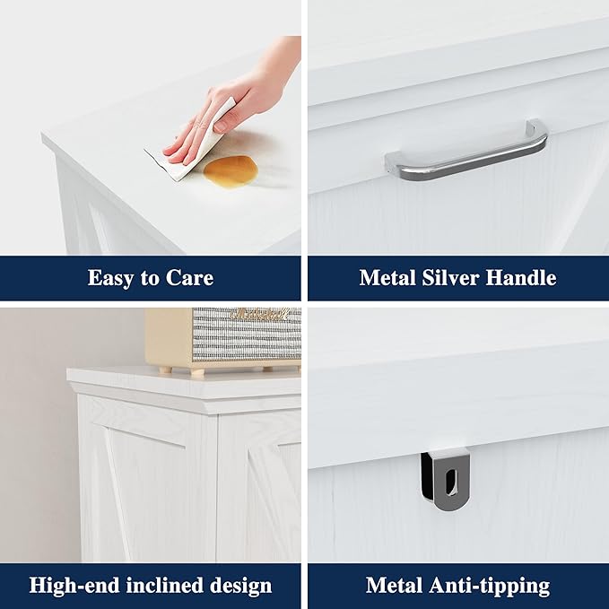 TOLEAD Tilt Out Trash Can Cabinet, 10 Gallon Kitchen Trash Cabinet Hidden Trash Can with Deodorizing & Negative Ion Pet Proof for Kitchen,Dining Room, Living Room,Double White