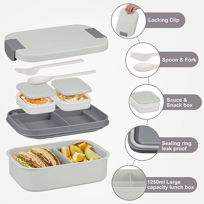 Large Bento Lunch Box Set for Adults Kids Women with 10.5oz Soup Thermo,Coffee Tumblers Men Girls Boys Teenagers Leak-Proof Lunch Food Containers with Lunch Bag