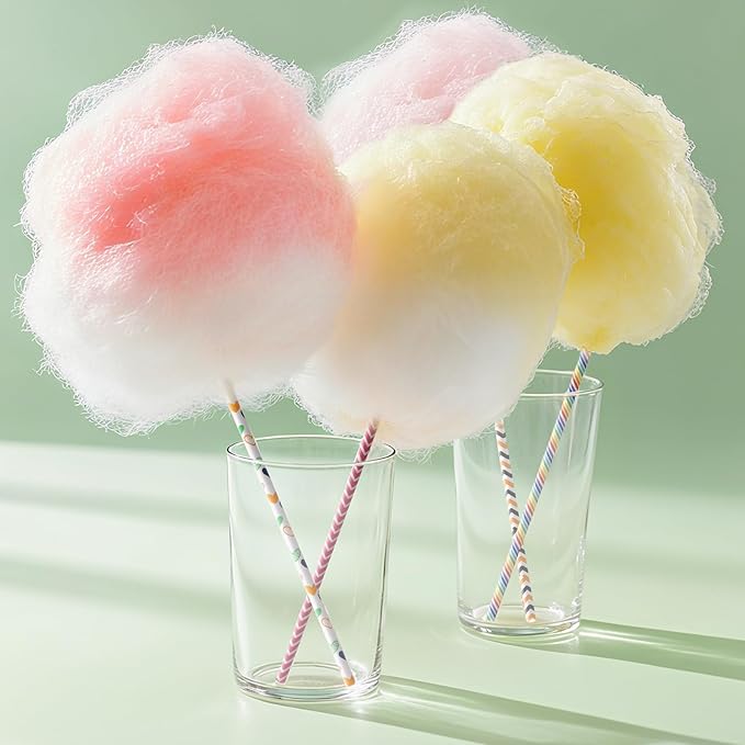 50Pcs Cotton Candy Sticks Cones, 13.78 Inch Random Color Candy Supplies, Paper Straws, Cones for Birthdays, Weddings, Holiday Parties, Candy Making
