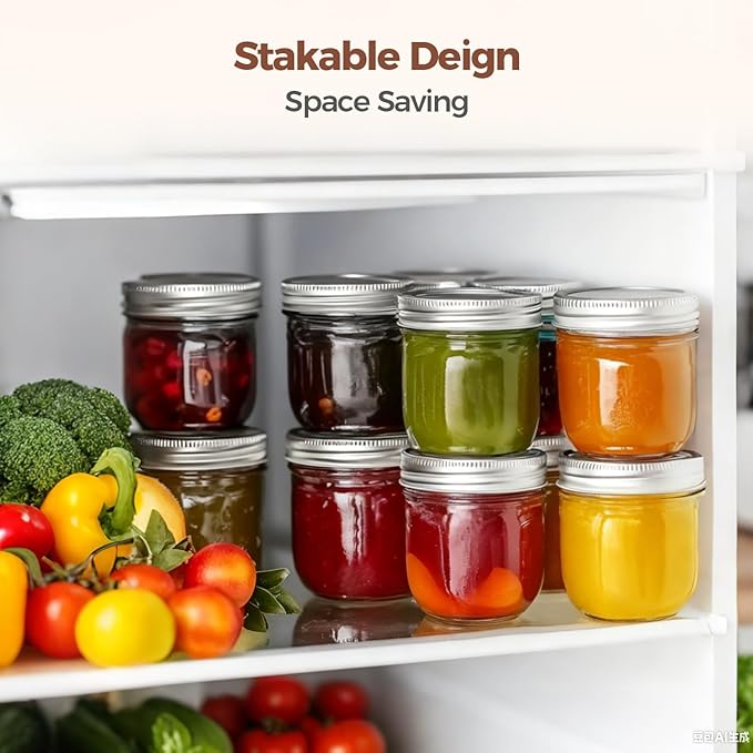 ComSaf Wide Mouth Mason Jars with Lids 8 oz 6Pcs, Half Pint Small Mason Containers, Canning Jars for Jam, Jelly, Meal Prep, Overnight Oats, Yogurt Parfait, Shower Wedding Favors, DIY Candles Decor