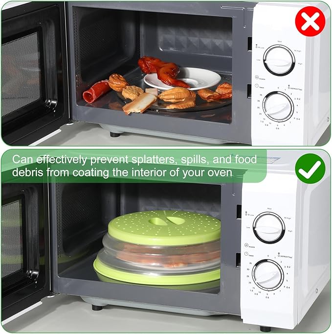 Hoolerry 4 Pack Microwave Splatter Cover for Food Silicone Lids Kitchen Gadget Set Microwave Cover with Water Steamer Kitchen Ware Set Splatter Cover(Green, Sky Blue, Red, Royal Blue)