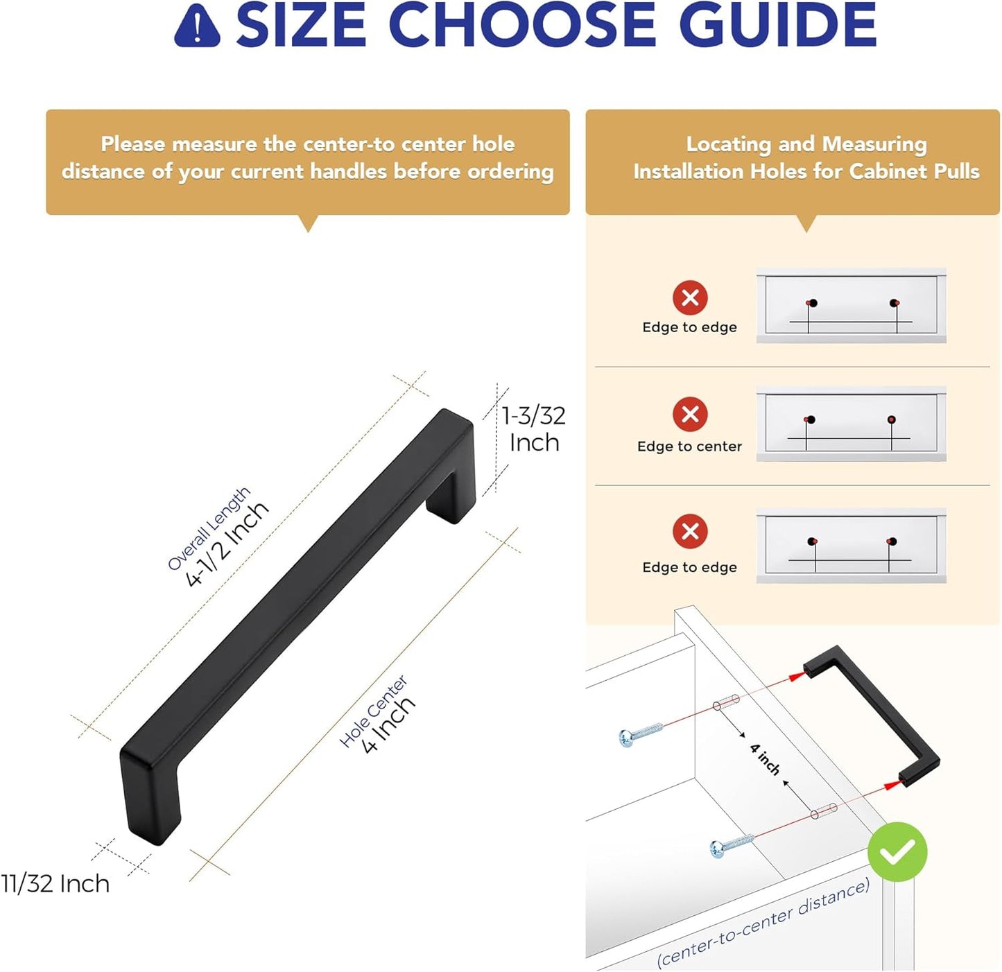 Ravinte 5 Pack Solid 4 Inch Center to Center Slim Square Bar Drawer Handles Kitchen Cabinet Handles Black Drawer Pulls Kitchen Cabinet Hardware Matte Black Pulls