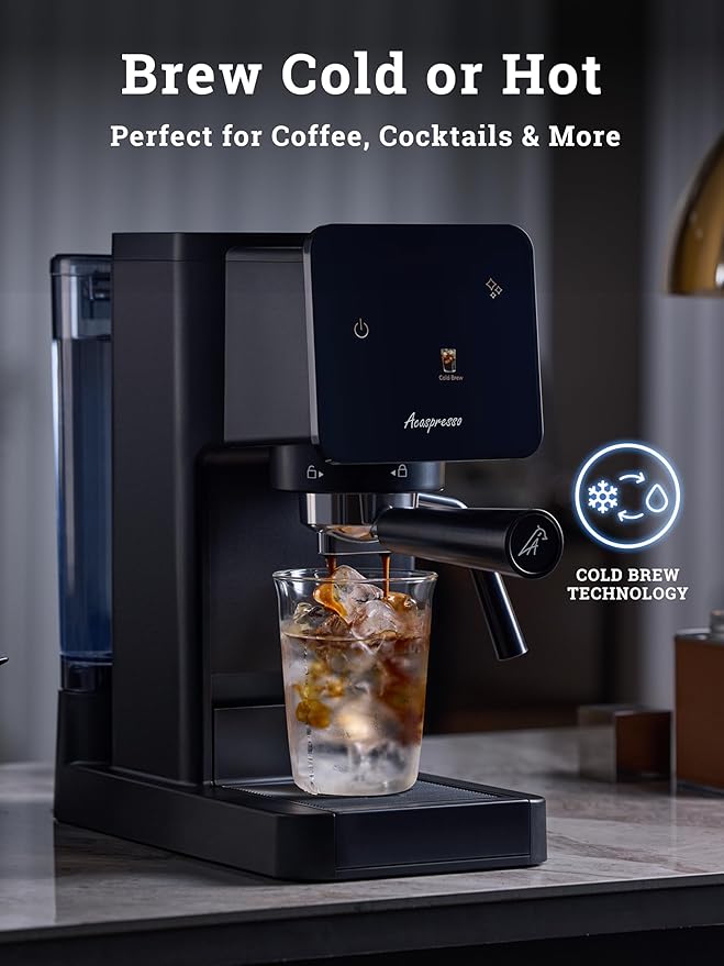 Espresso Machine with Touchscreen, 20 Bar Espresso Maker with Milk Frother and Steam Wand, Cold Brew Coffee Machine for Home, Latte Cappuccino Maker, 41oz Removable Water Tank