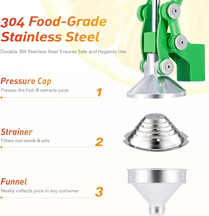 CO-Z Manual Citrus Juicer, Professional Orange and Lemon Juice Maker, Easy to Clean, Green