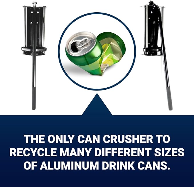 Wall Mounted Aluminum Can Crusher Heavy Duty – Tin and Plastic Bottle Smasher for Recycling (12oz/16oz/24oz/32oz)