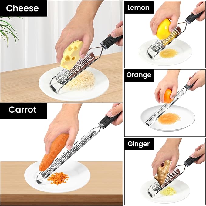 4Pcs Stainless Steel Grater for Different Food Grater with Non-Slip Handle for Vegetables Cheese Shredder and Lemon