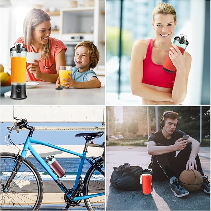 Portable Blender,Personal Size Blender for Shakes and Smoothies with 6 Blades,20 Oz Mini fresh juicer Blender Cup USB rechargeable with Travel Lid for Home,Office & Gym (Diamond Black)