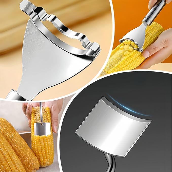 2 Pcs Stainless Steel Corn Peeler and Stripper Tool Set, Ideal Gadget Tool for corn on the cob BCMON
