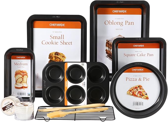 CHEFMADE Bakeware Set, 11-Piece Nonstick Kitchen Baking Set Carbon Steel Oven Bakeware