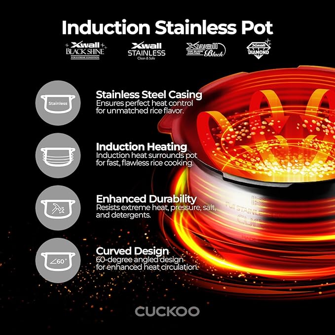 Cuckoo CRP-JHSR0609F Multifunctional and Programmable Electric Induction Heating Pressure Rice Cooker, 3-Language Voice Navigation, Intelligent Cooking Algorithm - 6 Cups, Made in Korea, Brown
